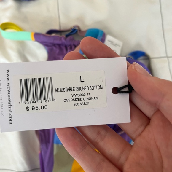 WeWoreWhat Gingham plaid 3 piece Bikini Set & Mesh Muscle Tank Dress - Picture 9 of 11